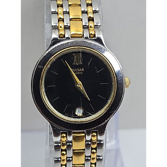 Vintage Pulsar by Seiko Womens Two Tone Date Quartz Bracelet Watch New Battery main image 11
